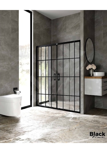 Blackline Luxuryline Siyah 5Mm İki Duvar Çıtalı Arası Duşakabin H:190 Siyah