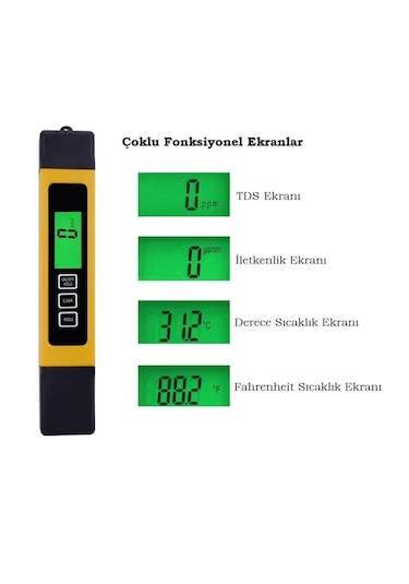 Su Sertlik Ölçme Cihazı Tds Metre Led Işıklı