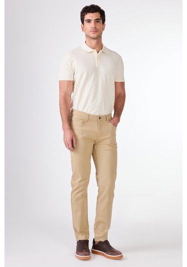 Dufy Vizon 5 Cep Düz Renk Slim Fit Erkek Pantolon Vizon