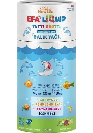 Newlife Efa Liquid Tutti Fruitti Aromalı Balık Yağı Likit 150 ML