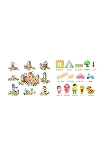 Ahşap 268 Parça Mimari Yapı Bloklar