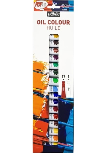 Pebeo Pop Art Yağlı Boya Seti 17x10ml + 15ml Beyaz 669610 Karışık Set