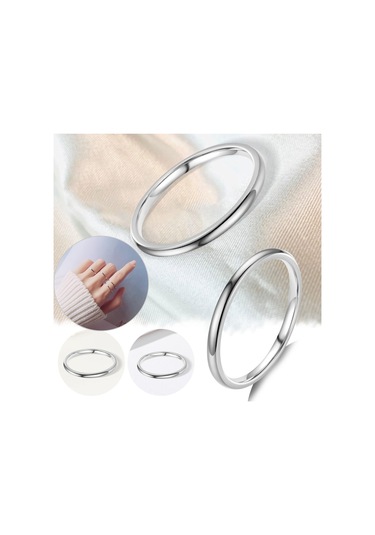 2mm Sterling Yüksek Cilalı Kubbeye Dayanıklı Konforlu Alyans 9 Gümüş