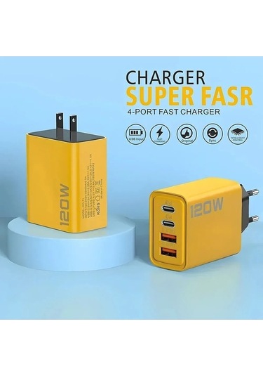 Zyzqstore 120w Hızlı Şarj Cihazı 4-portlu Cep Telefonu Duvar Adaptörü, Yüksek Güçlü Şarj Sistemi