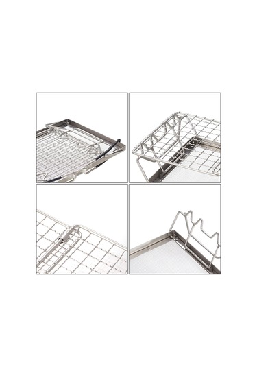 Maiyame Kampçılar İçin Katlanabilir Paslanmaz Çelik Ekmek Izgarası - Taşınabilir Ve Hafif Gümüş