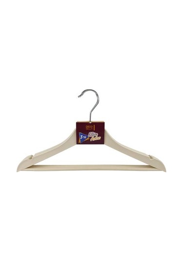 Decobella Ahşap Görünümlü 3'lü Plastik Askı - Krem Krem