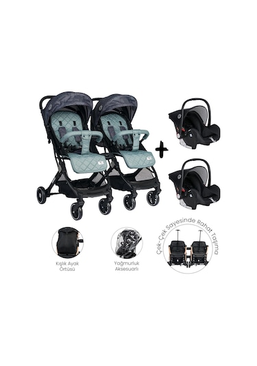 Lorelli Fiorano Kabin Set İkiz Bebek Arabası - Trooper