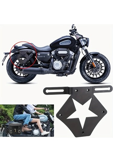 Xuweiwei Black- Metal Yan Çanta Braketi Dayanıklı Metal Ayarlanabilir Motosiklet Aksesuarları Yıldız Desen