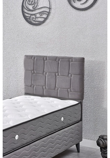 Evdemo Vizyon Tek Kişilik Baza Başlık Set Gri 90 190 90 x 190