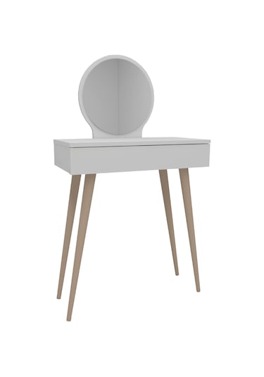 Arnetti Siena Makyaj Masası Aynalı Ahşap Ayaklı Beyaz