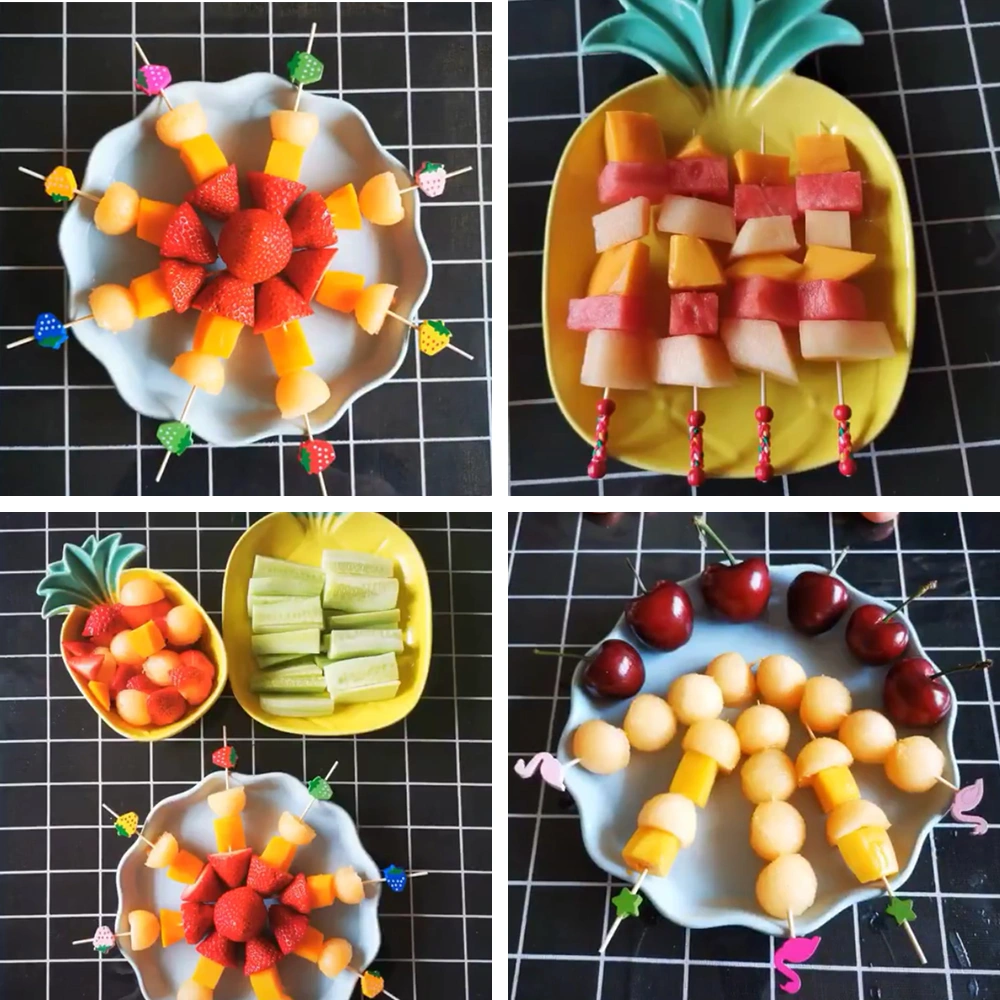 Youmex Bambu Meyve Çataları, 100 Adet, Renkli Balık Desenli, Kokteyl-meyve-sandviç Uygun, Güvenli Ve Sağlıklı Artistik Çatal Seti Diğer