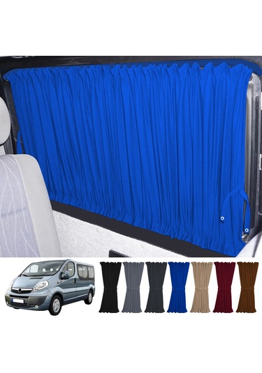 Pandami Opel Vivaro A 2001-2014 Uyumlu Mavi Raylı Oto Perde Takımı