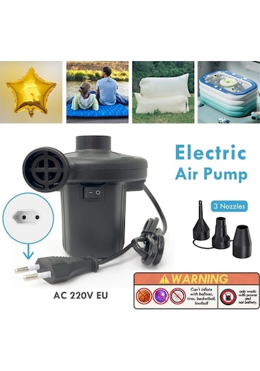 Zyzqstore Türkçe Hava Yatağı Pompa, Ac220v Taşınabilir Hızlı Doldurma Elektrikli 1 Adet