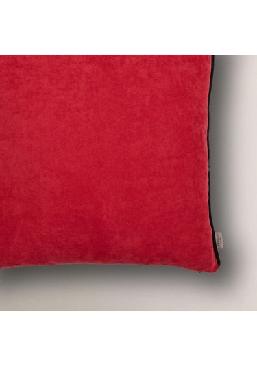 Efe Biye Detaylı Düz Kırlent Kılıfı Kırmızı