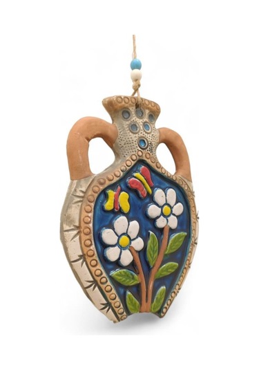 Seramik Amfora Dekoratif El İşi Duvar Süsü Nazarlık Küp