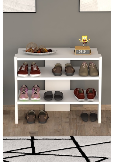 Vuhan Raflı Ayakkabılık Beyaz