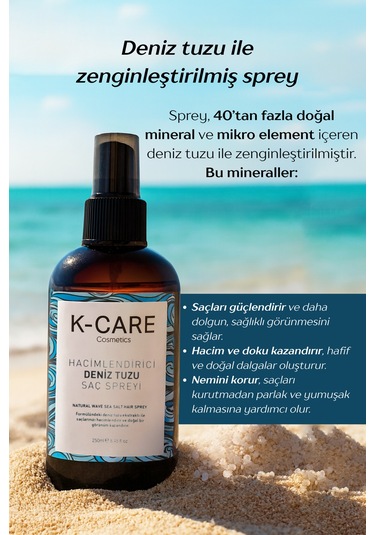 K K-care Cosmetics Doğal Dalga Sağlayan ve Hacim Veren Deniz Tuzu Saç Spreyi 250﻿﻿ ML