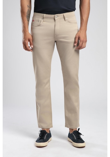 Lee Cooper Jagger Normal Bel Dar Kesim Düz Paça Bej Erkek Pantolon-19661 Bej