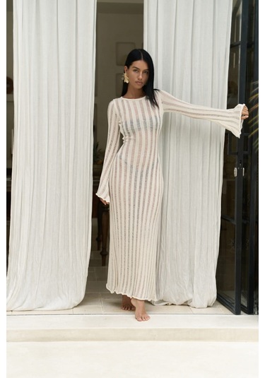 Railay Bej Uzun Triko Elbise Bej