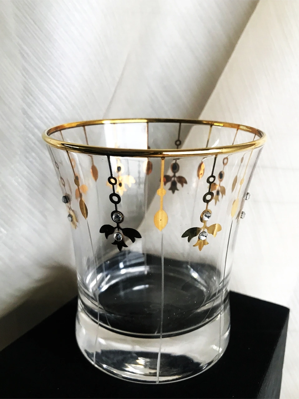 Gold Lale Taşlı Su Bardağı 6 Adet Gold