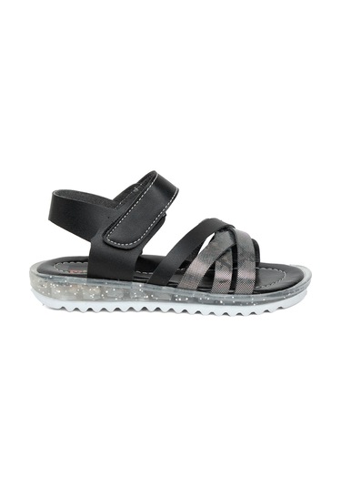 Minican Şa F K 011 Filet Kız Çocuk Düz Sandalet Siyah Siyah