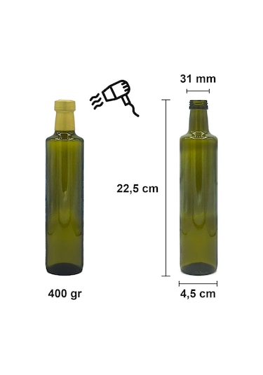 Afracam Dorika Yeşil 500 ML Cam Şişe Kapak Kapüşon 30 Adet