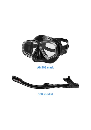 Vkemall Lixada Am308+308 Erkek Kadın Snorkel Seti: Çift Antiparazit Cam Lensli, Otomatik Kapama Valfi, Su Geçirmez Yumuşak Kenar Çok Renkli