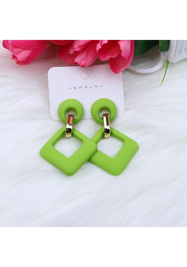 Yeşil Opk, 2023'ün Yeniliği, 12 Renk, Kare Akrilik Çerçeveler, Kadınlar İçin Lüks Çok Renkli Geometrik Küpe, Takı Pd1488 Yeşil