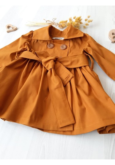 Nursu Baby Gül Kurusu Kız Bebek Trençkot-Taba