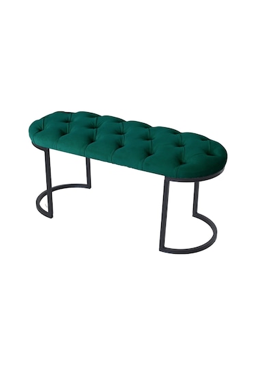 Elısse Yeşil Model- Oval Metal Ayak 100 Cm Bench&koltuk&puf-yatak Odası Önü&ucu Puff&oturak