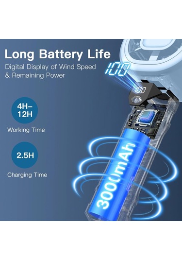 Ambition Taşınabilir El Tipi Vantilatör, Dijital Ekranlı Mini