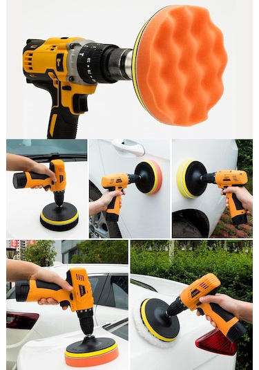 150mm 11 Parça Mega Boy Pasta Cila Elyaf Polisaj Süngeri Matkap Uyumlu Parlatma Seti