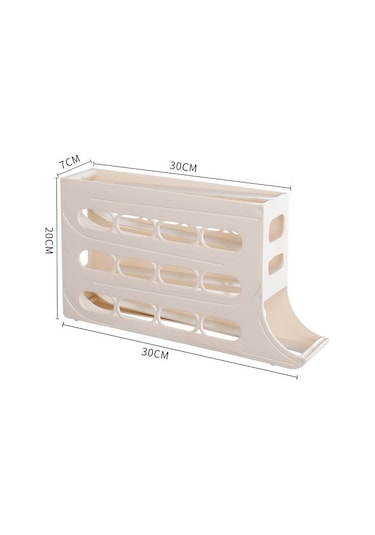 Springsun Otomatik Yuvarlanan 30 Yumurta Kapasiteli, Çift Katlı, Buzdolabı Kapısı Yerine Konabilir, Dayanıklı, Sağlıklı Yumurta Depolama Kutusu - Beyaz 1 Adet Beyaz