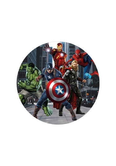 Yenilebilir Yuvarlak Pasta Resim Baskısı 20 Cm Şekerli Kağıt Avangers Temalı 12