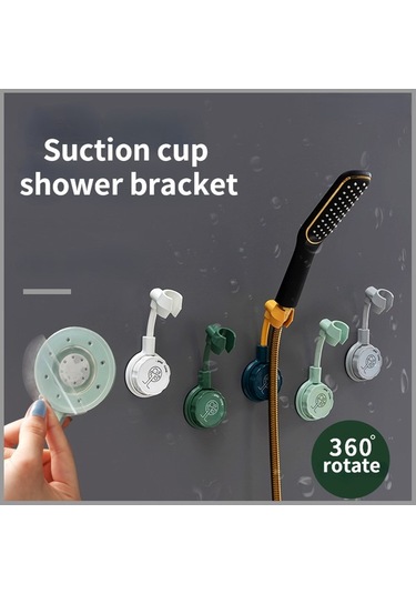 Primepickings Yeşil Evrensel 360 Ayarlanabilir El Duşu Başlığı Tutucu Kendinden Yapışkanlı Duş Başlığı 2 Katlı Gri