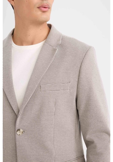 DeFacto Slim Fit Dar Kesim Ceket Yaka Düğmeli Blazer Ceket D6074AX24AUER37