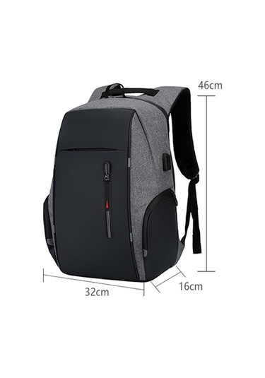 Novahub 17 İnç Laptop Çantası - Küçükboy Usb Şarjlı, Su Geçirmez, Çok Bölmeli Sırt Çantası Gri Gri