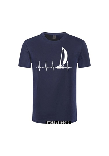 Cınessd Yelken Kalp Atışı Grafikli Yazlık %100 Pamuk Erkek Tshirtblack Black