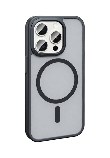 iPhone Uyumlu 15 Pro Max Kılıf Magsafe Şarj Özellikli Mat Arka Yüzey Sio Kapak-laci Lacivert Lacivert