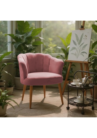 Papatya Berjer - Modern Tekli Koltuk - Babyface Kumaş Gül Kurusu