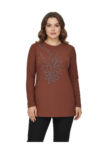 Nazal Kadın Önü Nakışlı Bluz Bgl-st05091 Taba