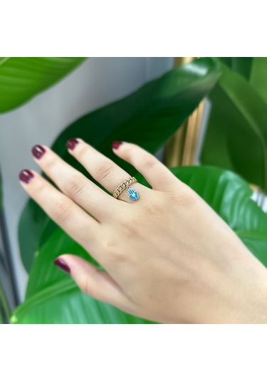 14k Altın Sallantılı Nazarlık Yüzük