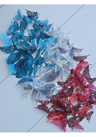 Galerea Prazdnıka Dekorasyon Ve Süsleme İçin 3d Kelebek Çıkartmaları 202537181 Açık Mavi