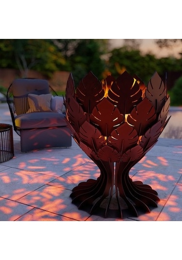 Yaprak Kadehi Ateş Çukuru Bahçeniz İçin Dekoratif Dayanıklı Siyah