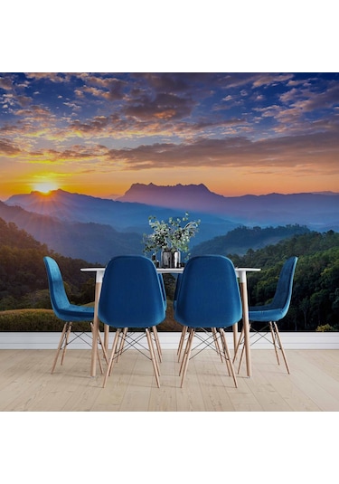 Gündoğumu Dağ Manzaralı Duvar Kağıdı Baskı