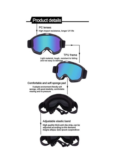 Uv Koruyucu Motosiklet Gözlüğü - Rüzgar Geçirmez, Anti-fog, Ayarlanabilir Spor Gözlük