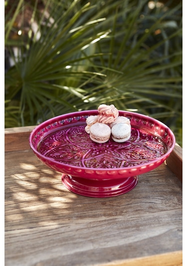 Karaca Home Donna Ayaklı Dekoratif Tabak Bordo 28 Cm