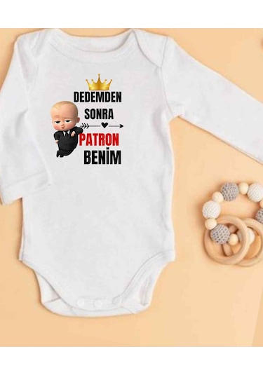 Lupi İsimli Zıbın Yazılı Bebek Zıbın Fil Dişi-kum Beyaz