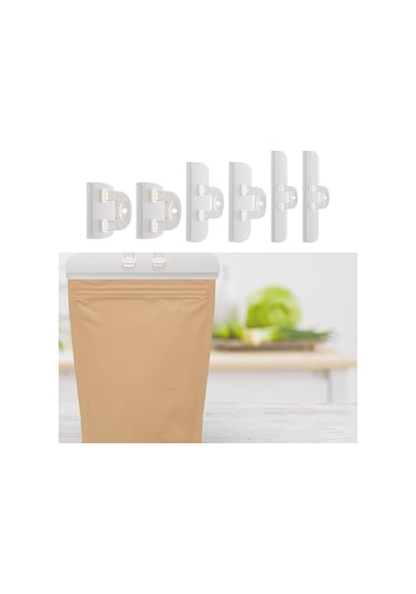 Suntek 6 Adet Cips Poşeti Klipsleri Fırın Kamp Ev İçin Beyaz