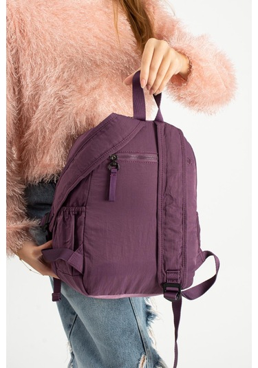 Yumuşak Dokulu Ultra Hafif, Esnek Ve Su Geçirmez Polyamid Kumaş Sırt Çantası Mor Model: 571-13-14a Mor